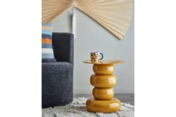 Beistelltisch Becca – Skulpturales Design in glänzendem Gelb