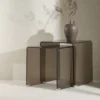 Beistelltisch Isaro - 2 teiliges Set aus Braunglas