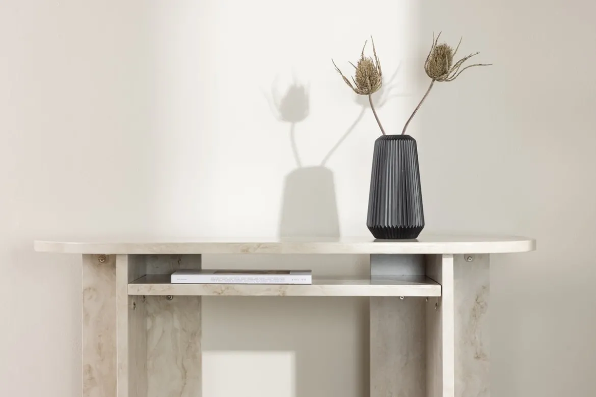 Beistelltisch Linda – in Beige mit Marmoroptik