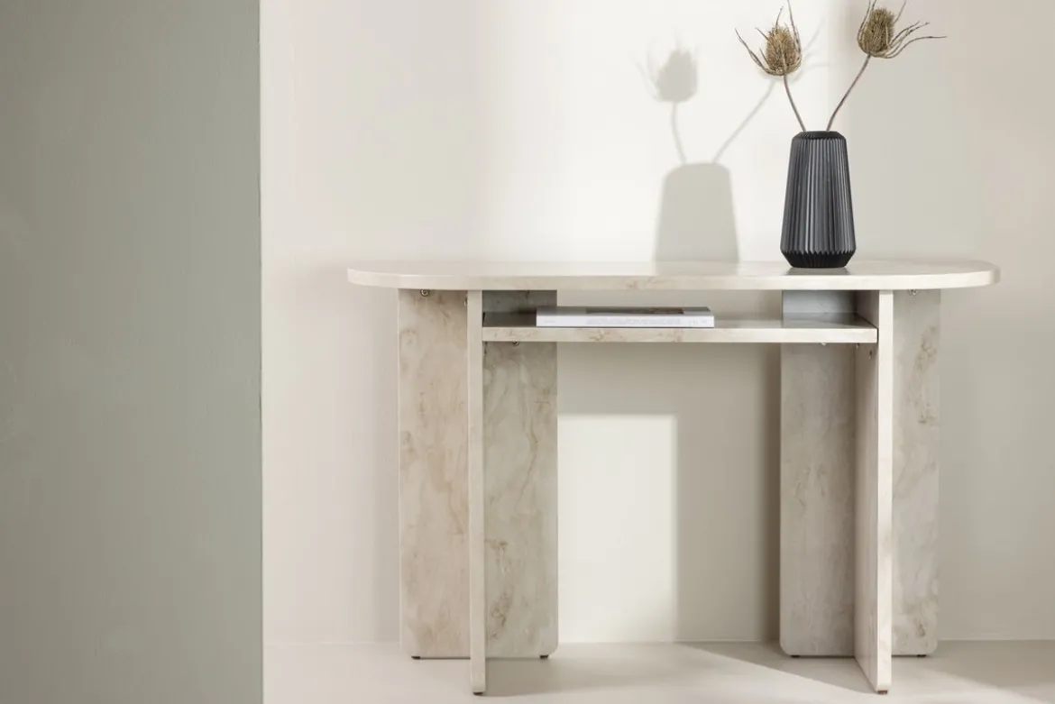 Beistelltisch Linda – in Beige mit Marmoroptik