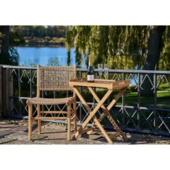 Beistelltisch Riviera aus Teakholz mit abnehmbarem Tablett