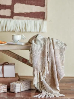 Überwurfdecke Banksia – Braun, aus recycelter Baumwolle