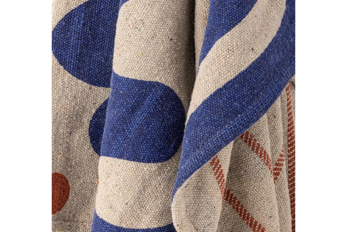 Überwurfdecke Kiral - Blau, aus recycelter Baumwolle