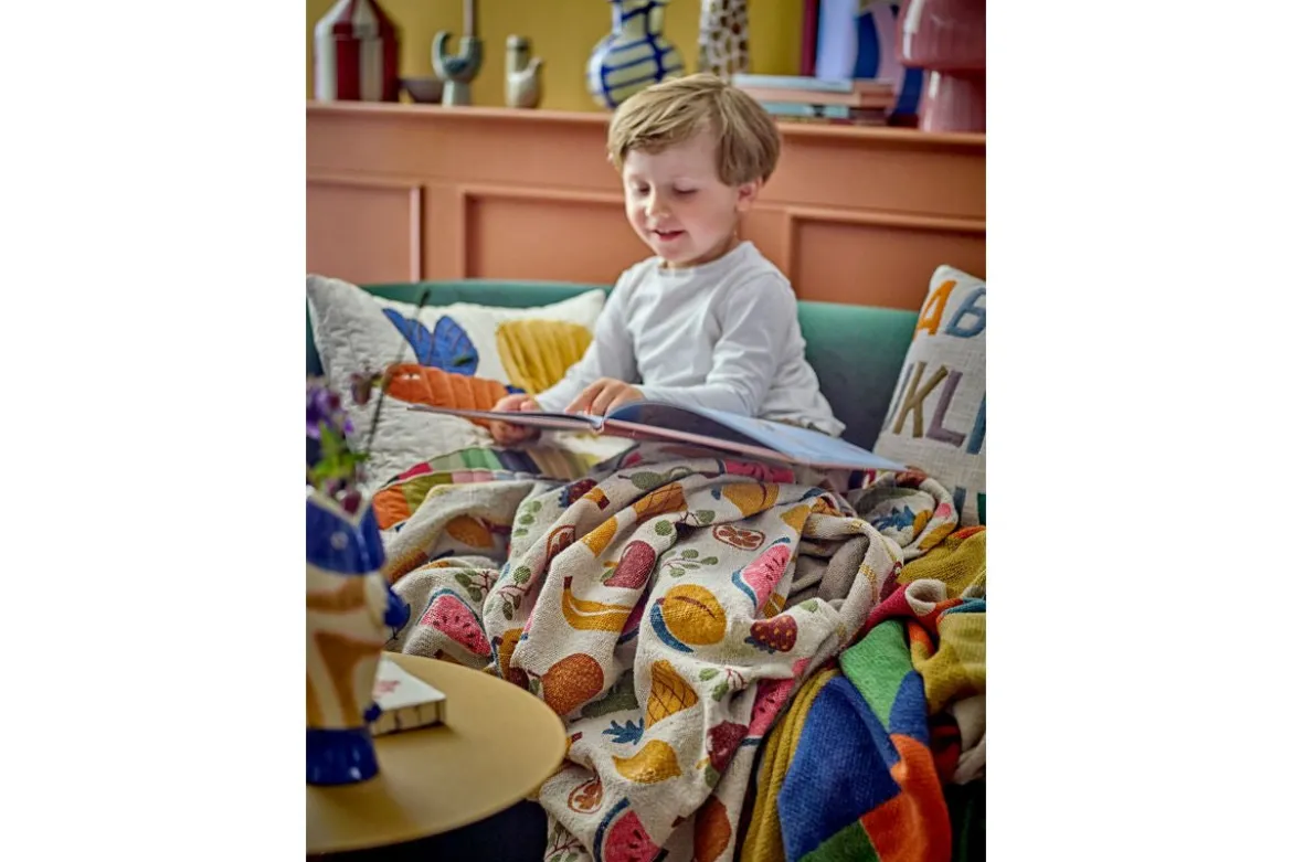 Überwurfdecke Lucy - Bunt, aus recycelter Baumwolle