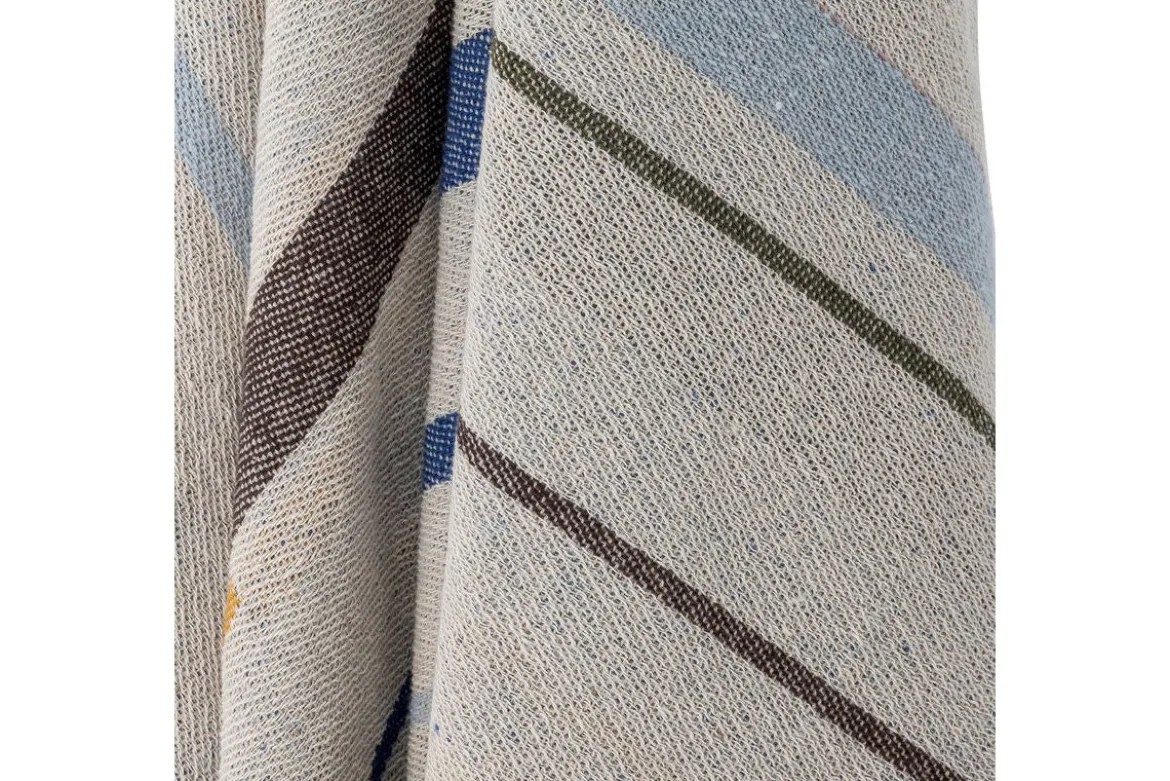 Überwurfdecke Mira – Blau, aus recycelter Baumwolle