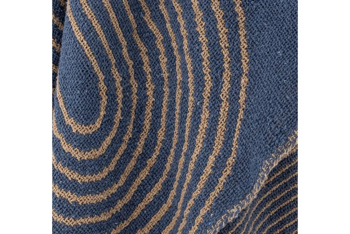 Überwurfdecke Nalu – Blau, aus recycelter Baumwolle