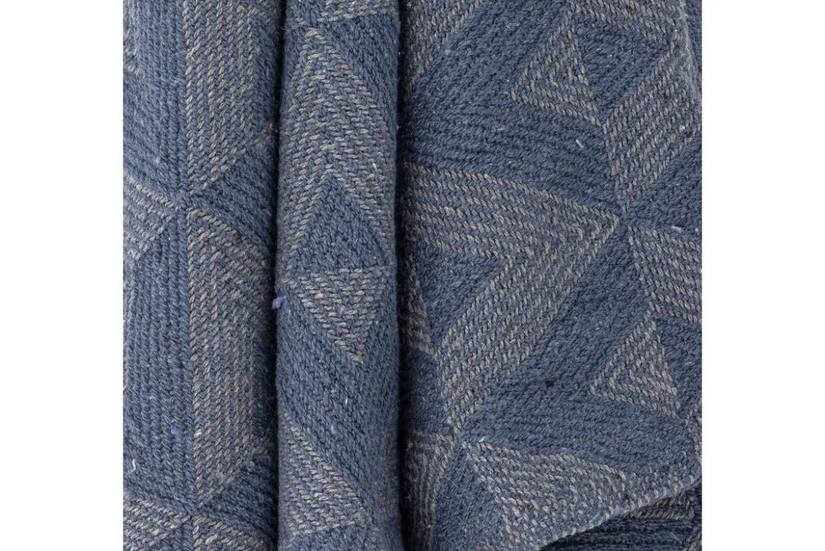 Überwurfdecke Runa- Blau, aus recycelter Baumwolle