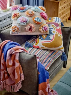 Überwurfdecke Sia - Bunt, aus recycelter Baumwolle
