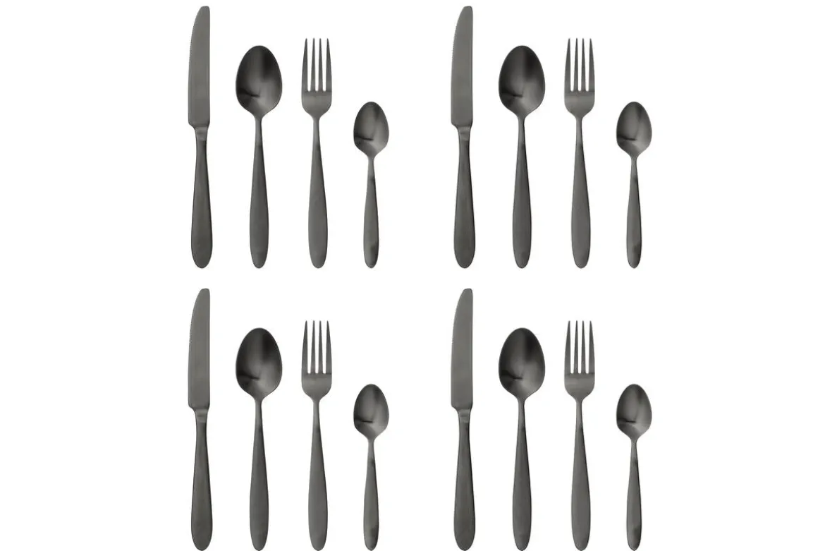 Besteck-Set Carména – Edelstahl mit matter schwarzer Oberfläche