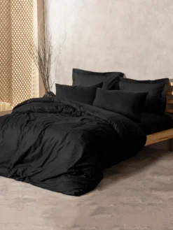 Bettwäsche-Set Schwarz – 100% Baumwolle Ranforce