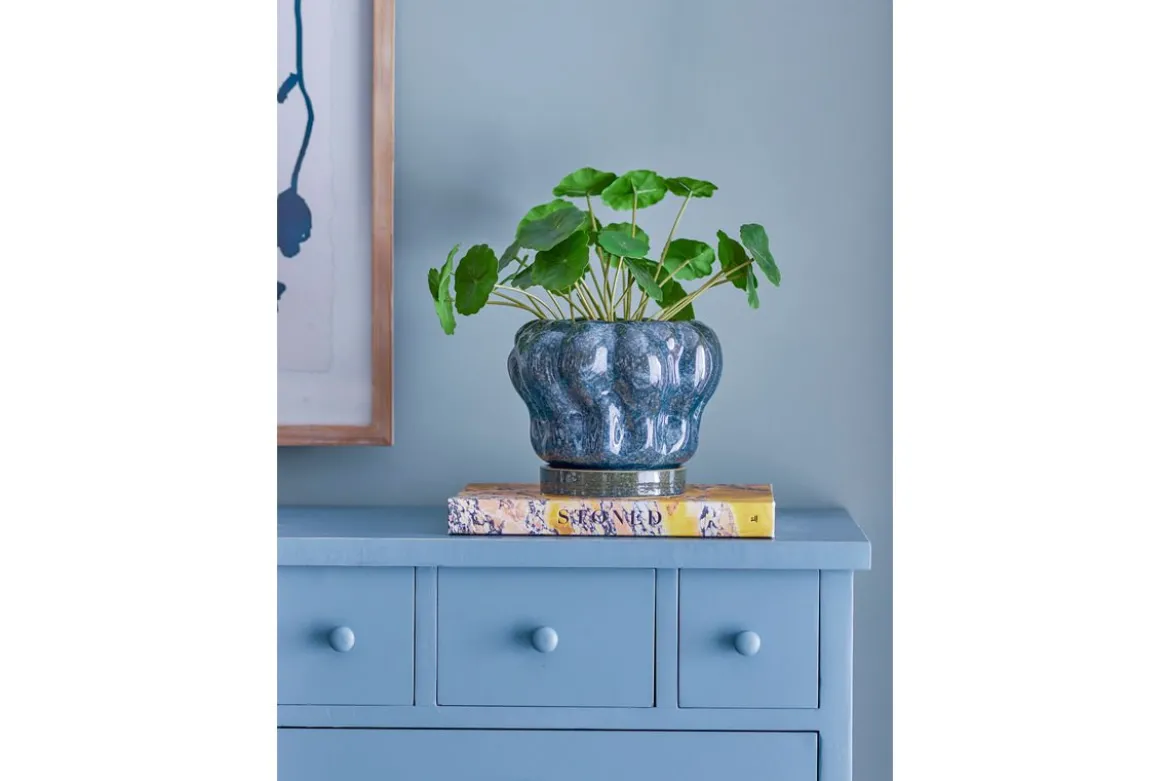 Blumentopf „Aurelia“ mit Unterteller – Steingut mit glänzender Glasur