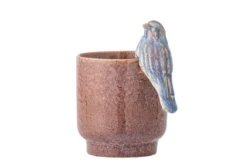 Blumentopf Birdy - Steingut handbemalt mit dekorativem Vogel