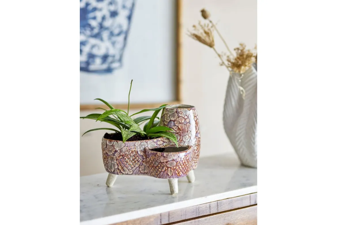 Blumentopf Elsin – Dreibeiniges Steingutdesign in Naturton
