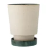 Blumentopf „Elvar“ mit Untertasse – Naturfarbenes Steingut