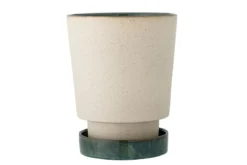 Blumentopf „Elvar“ mit Untertasse – Naturfarbenes Steingut
