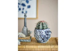 Blumentopf „Florin“ – Blaues Steingut