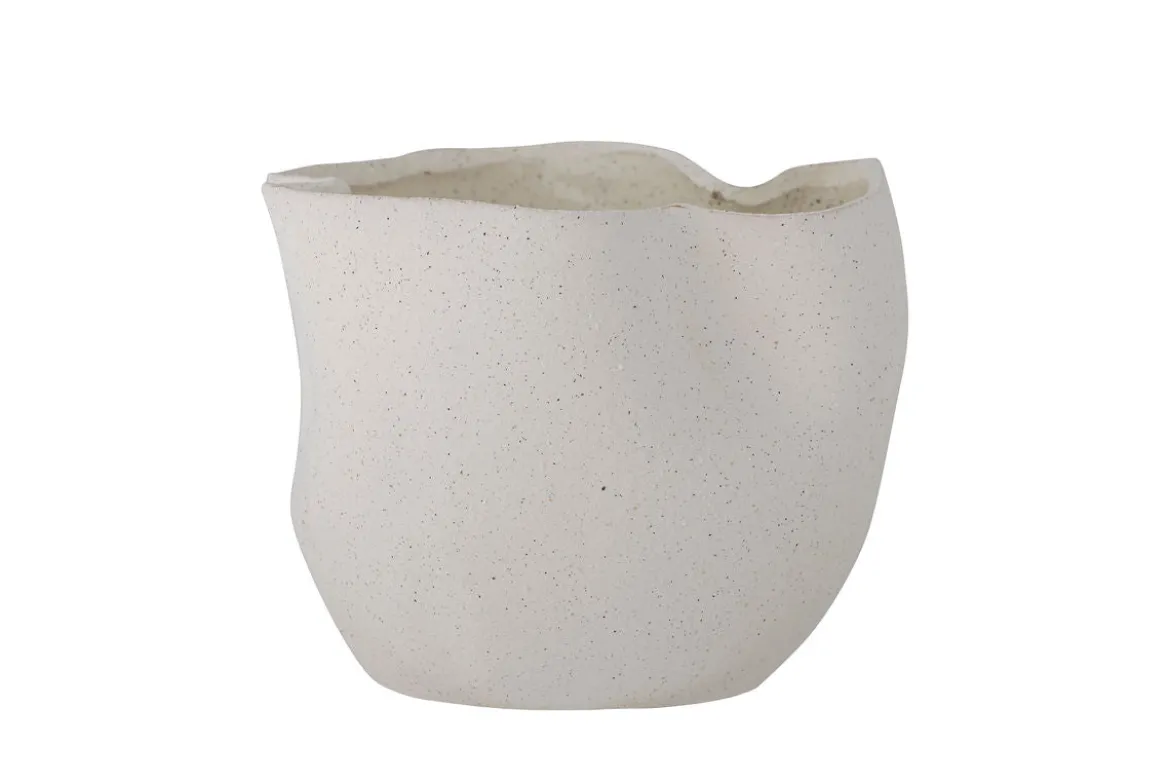 Blumentopf Ivalo – Modernes Steingutdesign in Weiß