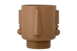 Blumentopf Kairo – Steingutdesign mit Gesichtsdetail in Braun