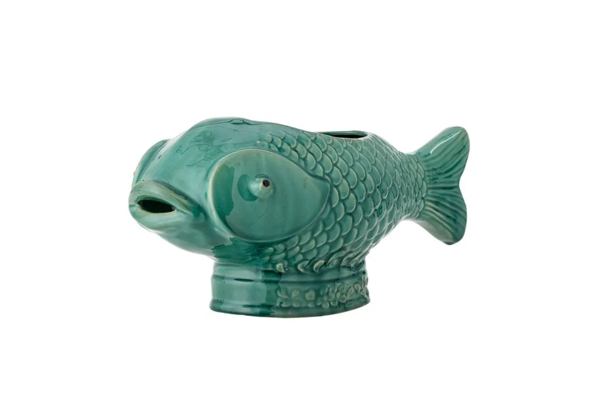 Blumentopf Marino – Steingut mit Fischform in Grün