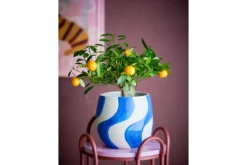 Blumentopf „Maris“ – Blaues Steingut