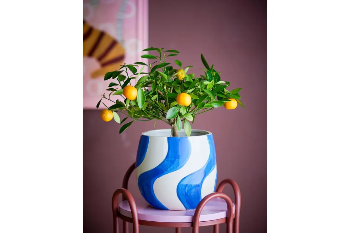Blumentopf „Maris“ – Blaues Steingut
