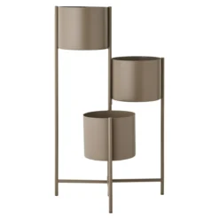 Blumentopf „Marven“ – Braun lackierter Stahl mit modernem 3er-Design