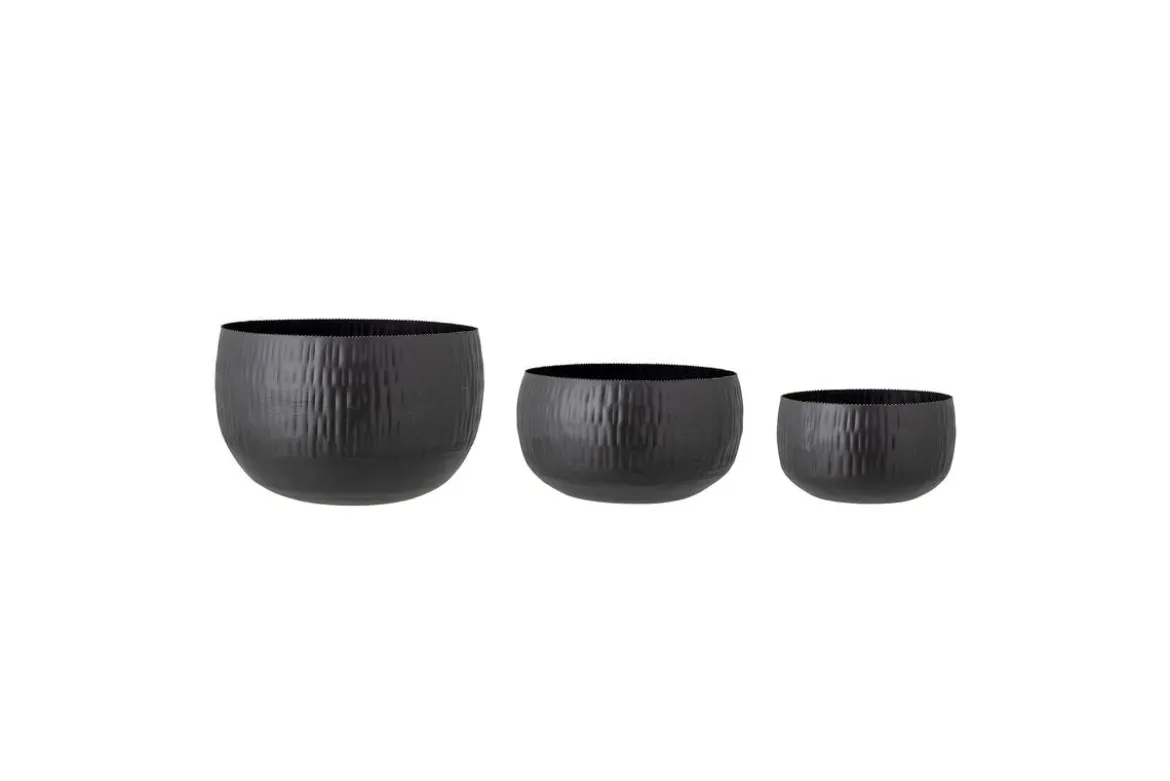 Blumentopf-Set Onyx – Glänzendes Metalldesign in Schwarz (3er-Set)