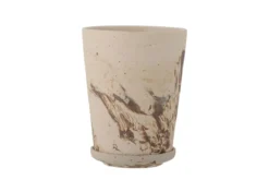 Blumentopf Siena – Aquarellglasur in warmem Braun mit Untertasse