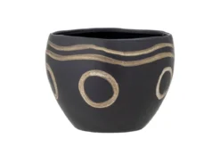 Blumentopf Tarek – Ethno-Design in Schwarz aus Steingut