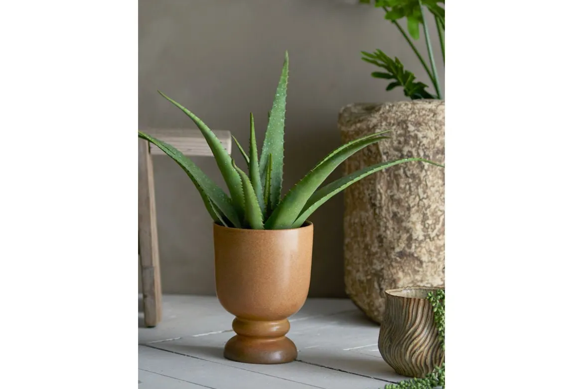 Blumentopf „Terraea“ – Braunes Steingut