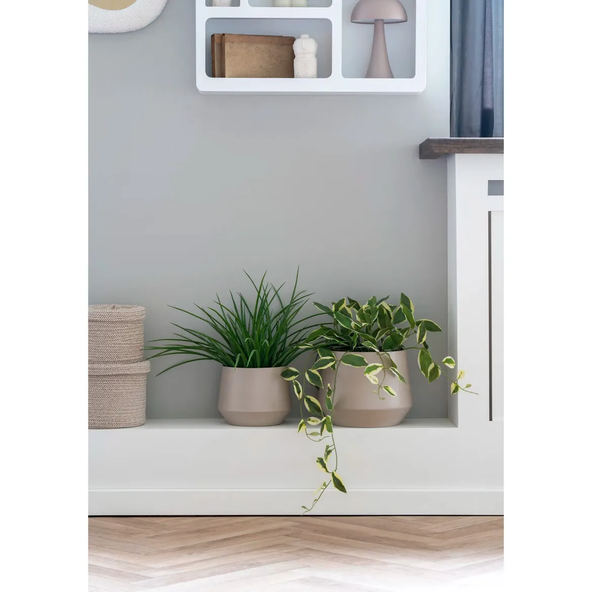 Blumentopf „Trofa“ – Sandfarbener Stahl-Look im 2er-Set
