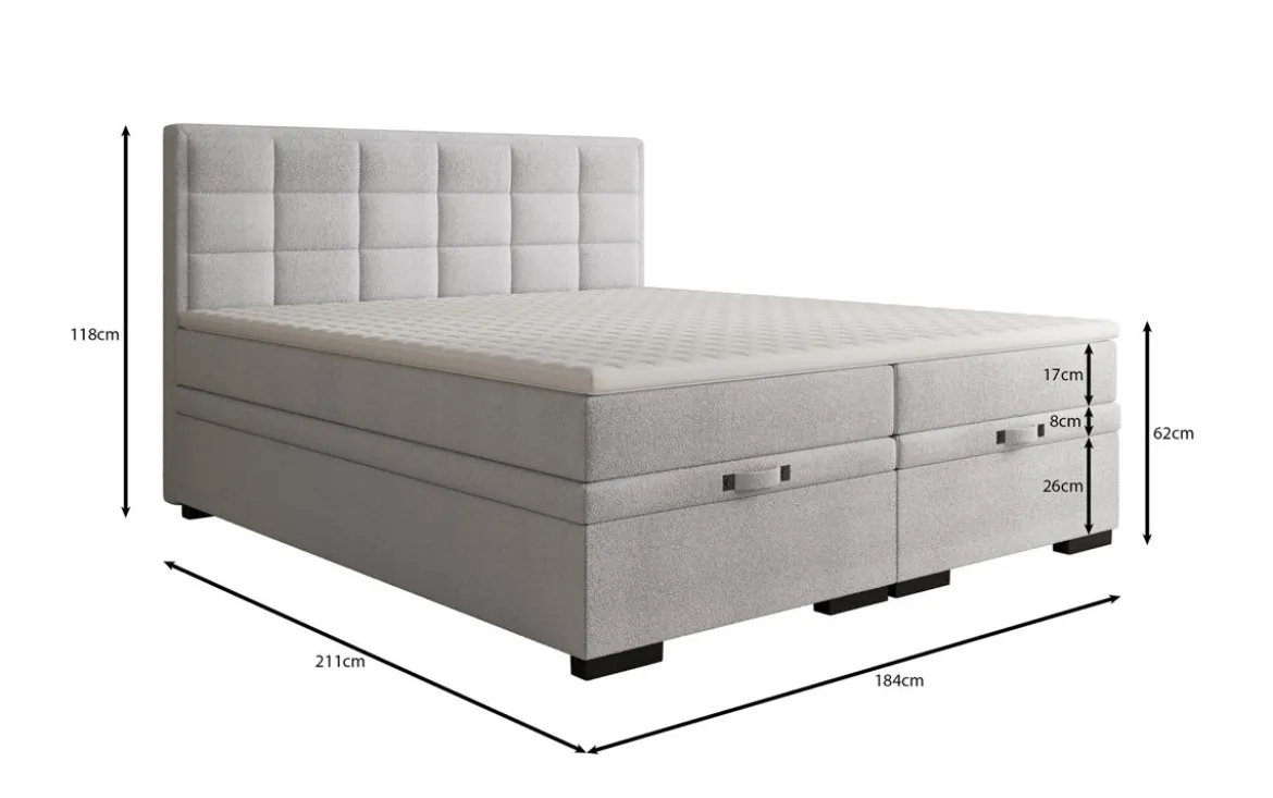 Boxspringbett Alessia mit Stauraum in Teddy Bouclé