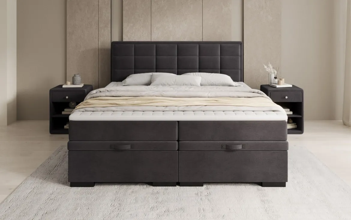 Boxspringbett Alessia mit Stauraum in Samt