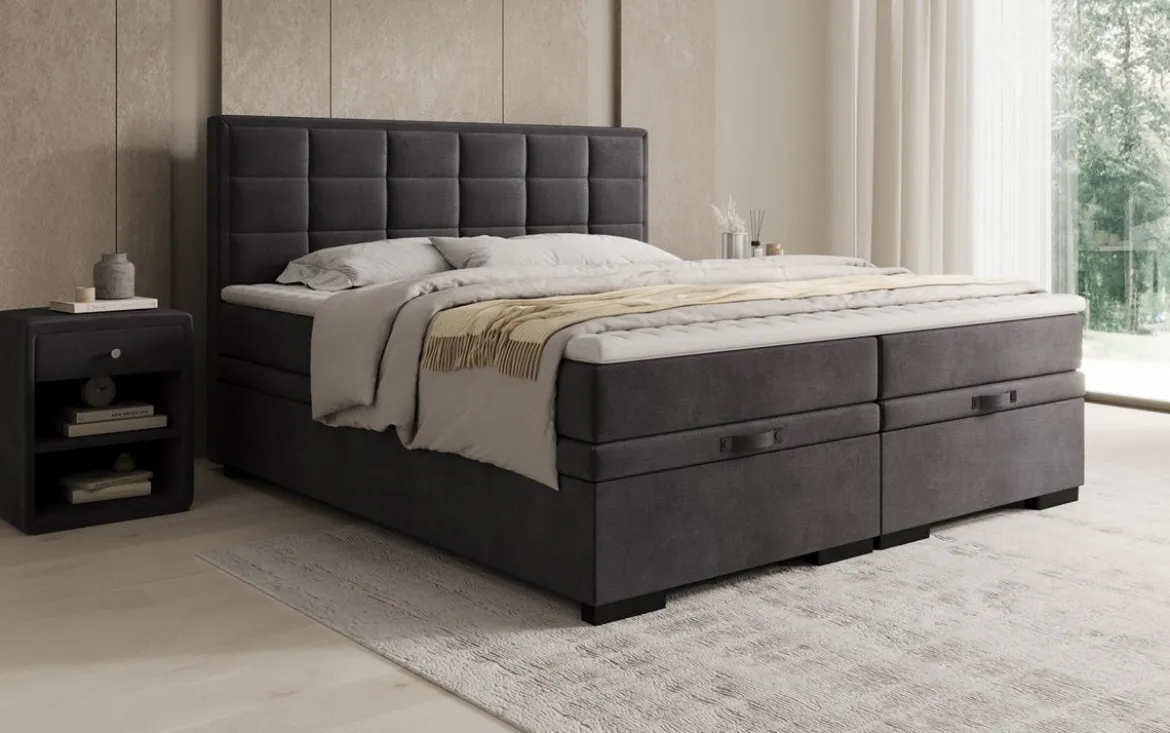 Boxspringbett Alessia mit Stauraum in Samt