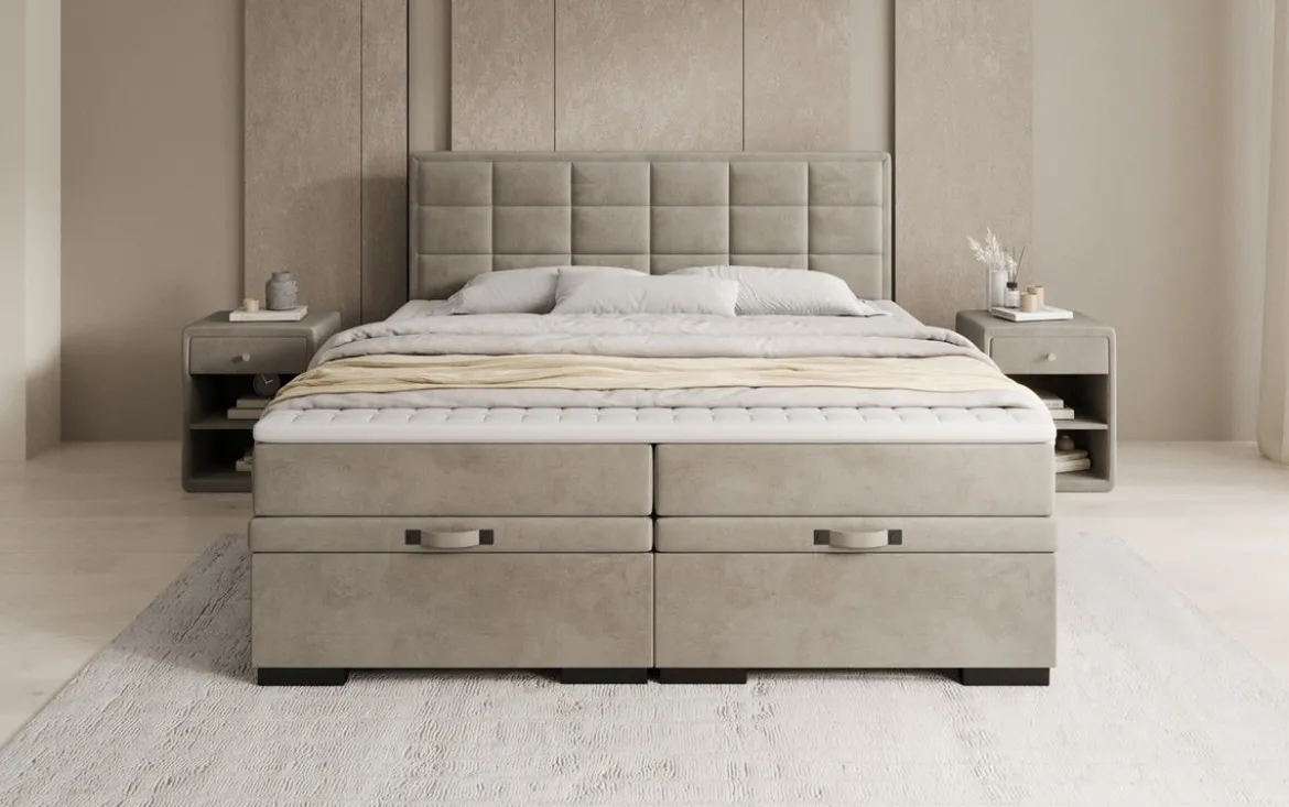 Boxspringbett Alessia mit Stauraum in Samt