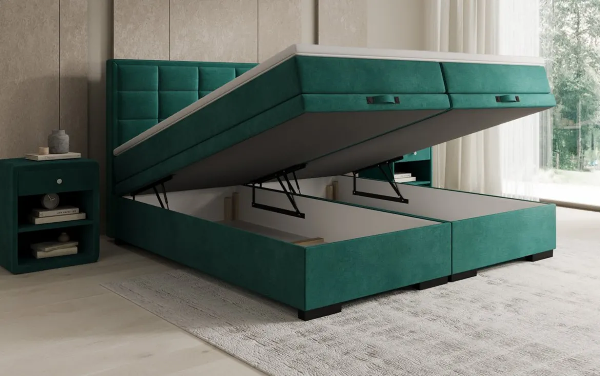 Boxspringbett Alessia mit Stauraum in Samt