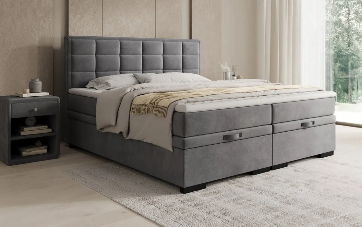 Boxspringbett Alessia mit Stauraum in Samt