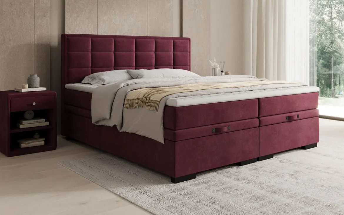 Boxspringbett Alessia mit Stauraum in Samt