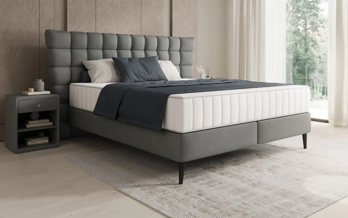 Boxspringbett Alvion in Echtleder