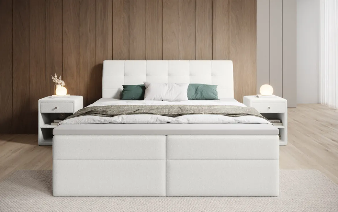Boxspringbett Amalia Bouclé mit Stauraum