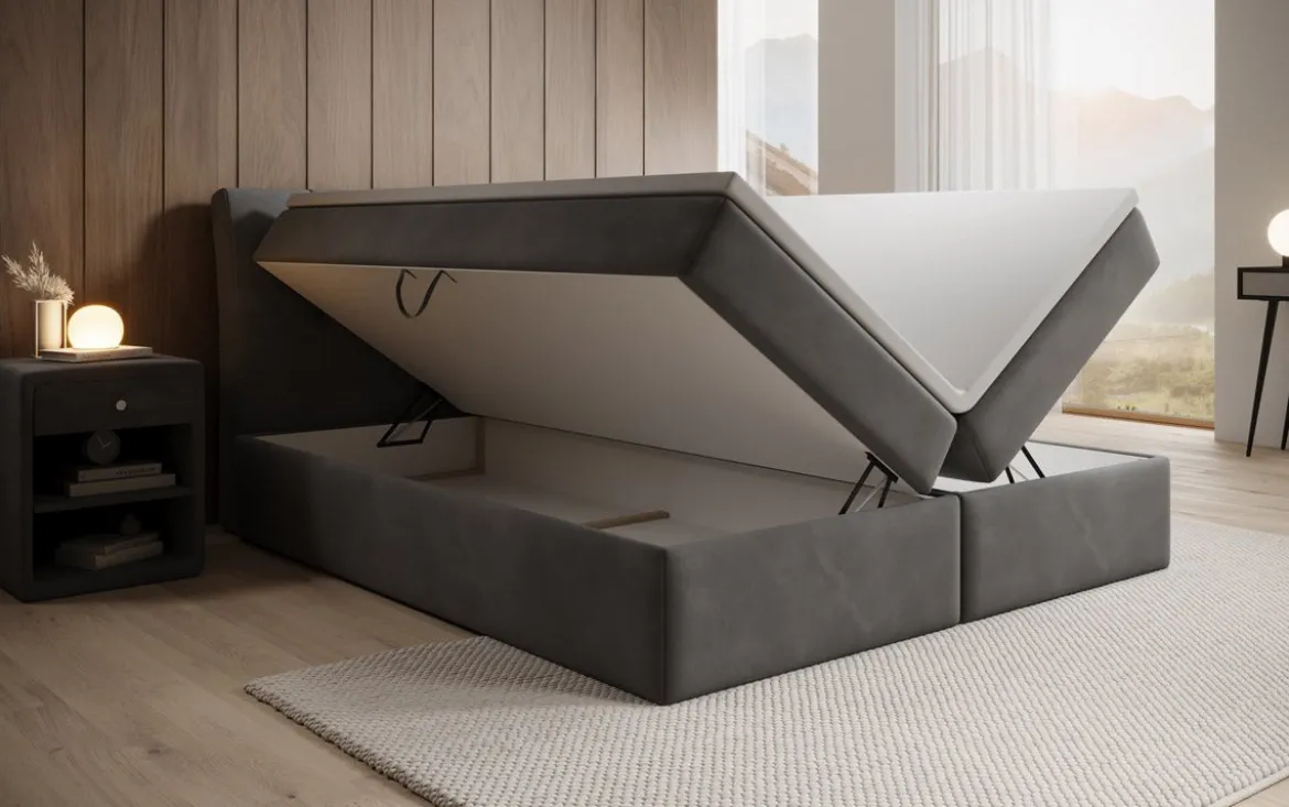 Boxspringbett Amalia Samt mit Stauraum