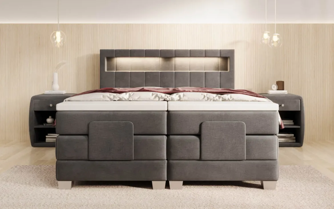Boxspringbett Ardena Samt elektrisch verstellbar mit LED