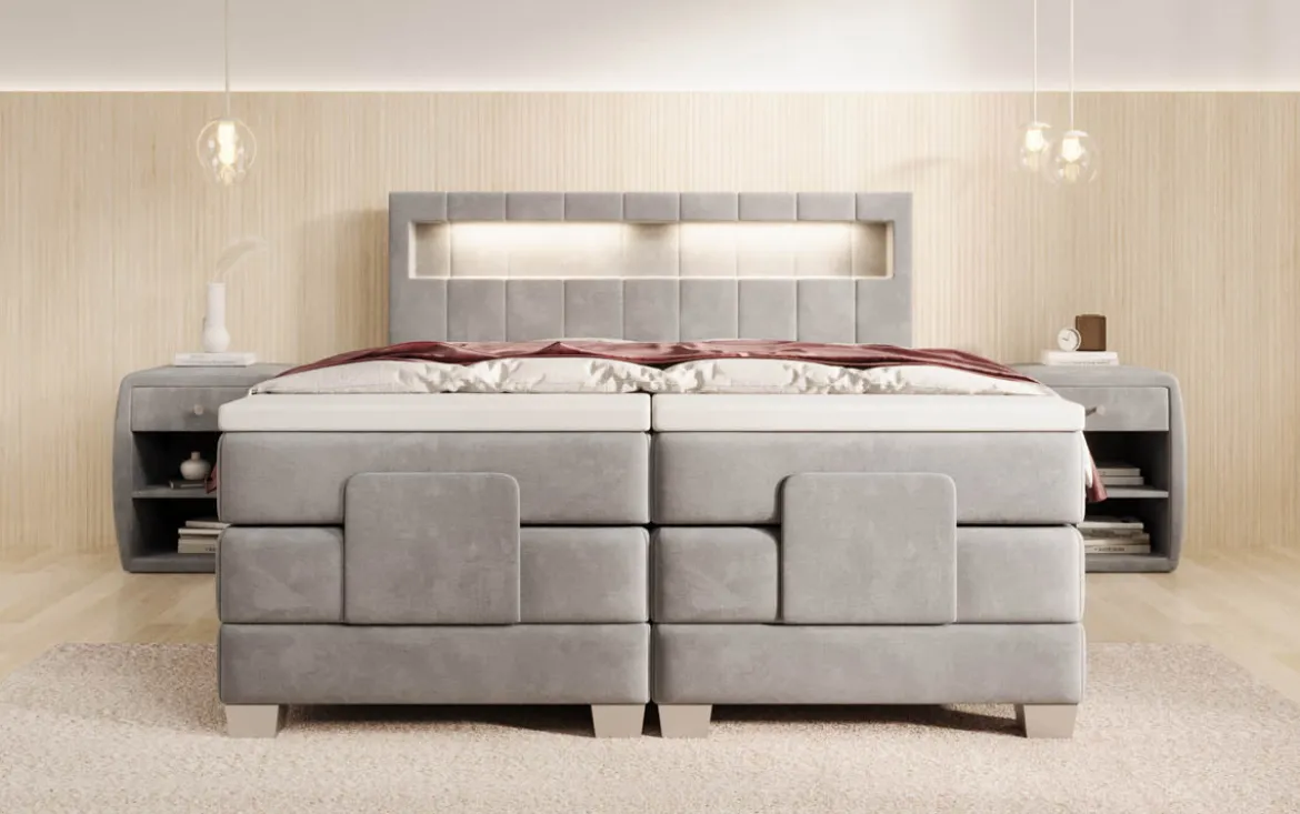 Boxspringbett Ardena Samt elektrisch verstellbar mit LED