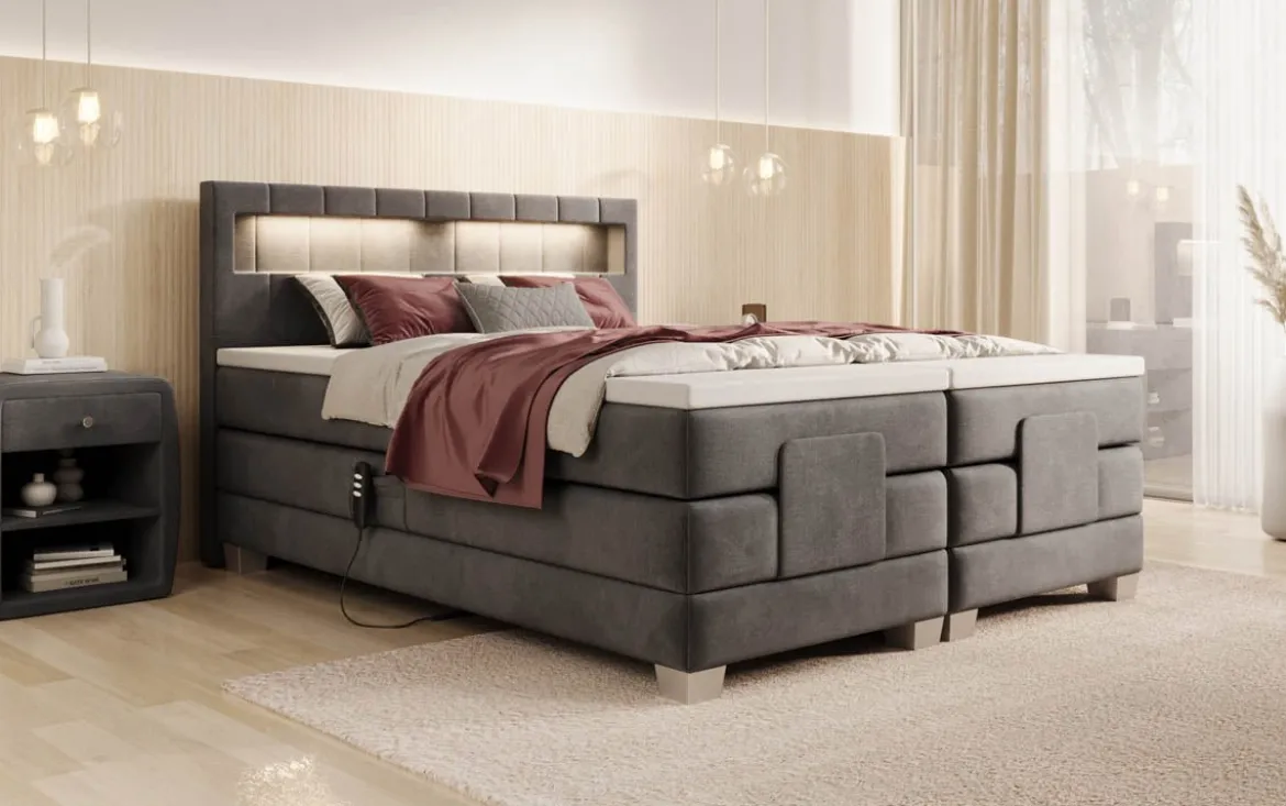 Boxspringbett Ardena Samt elektrisch verstellbar mit LED