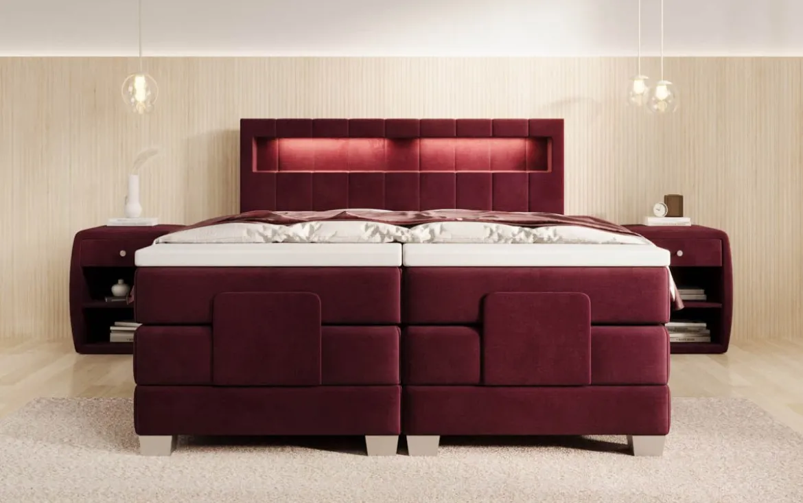 Boxspringbett Ardena Samt elektrisch verstellbar mit LED