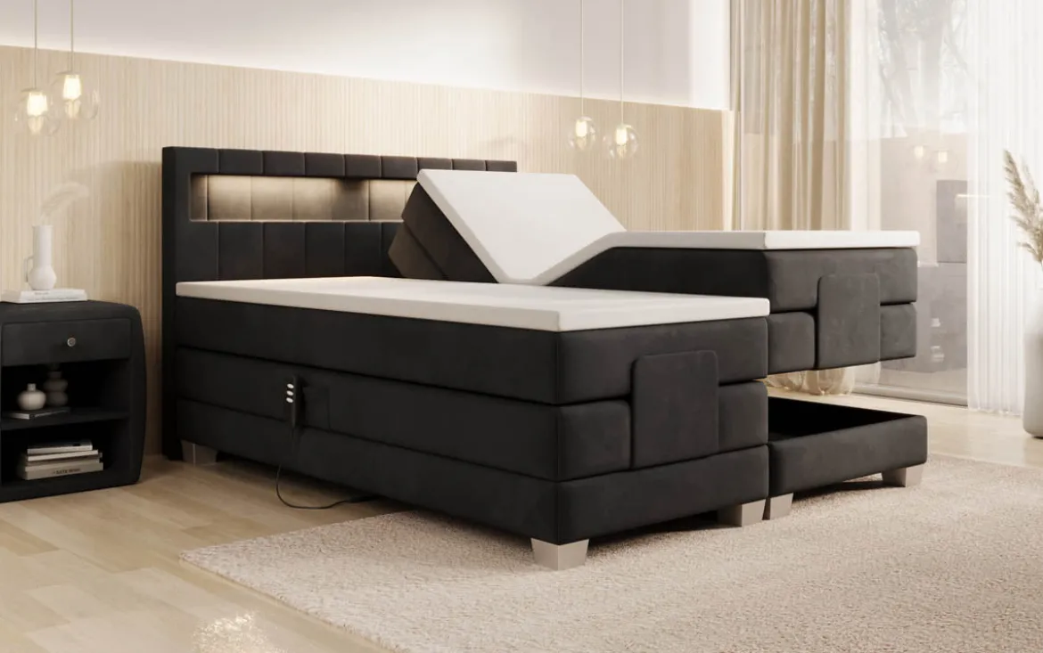 Boxspringbett Ardena Samt elektrisch verstellbar mit LED