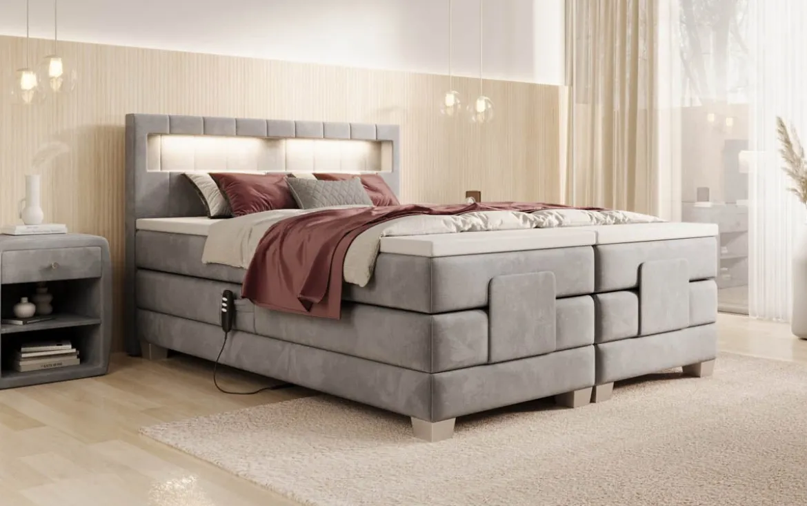 Boxspringbett Ardena Samt elektrisch verstellbar mit LED