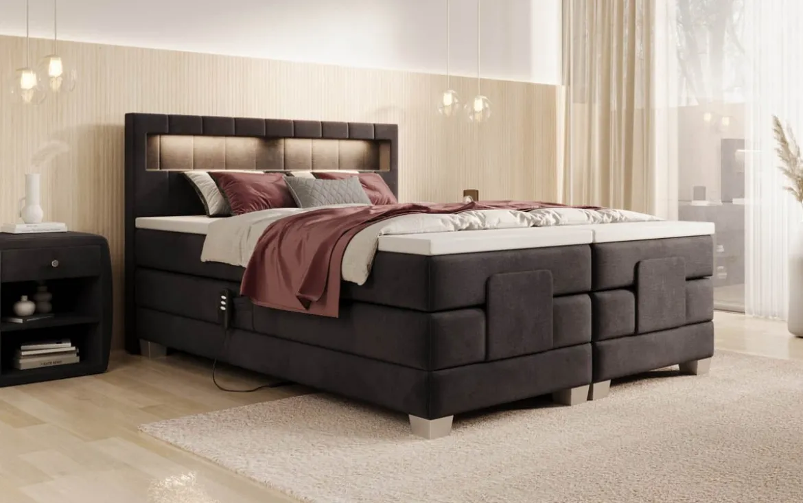 Boxspringbett Ardena Samt elektrisch verstellbar mit LED