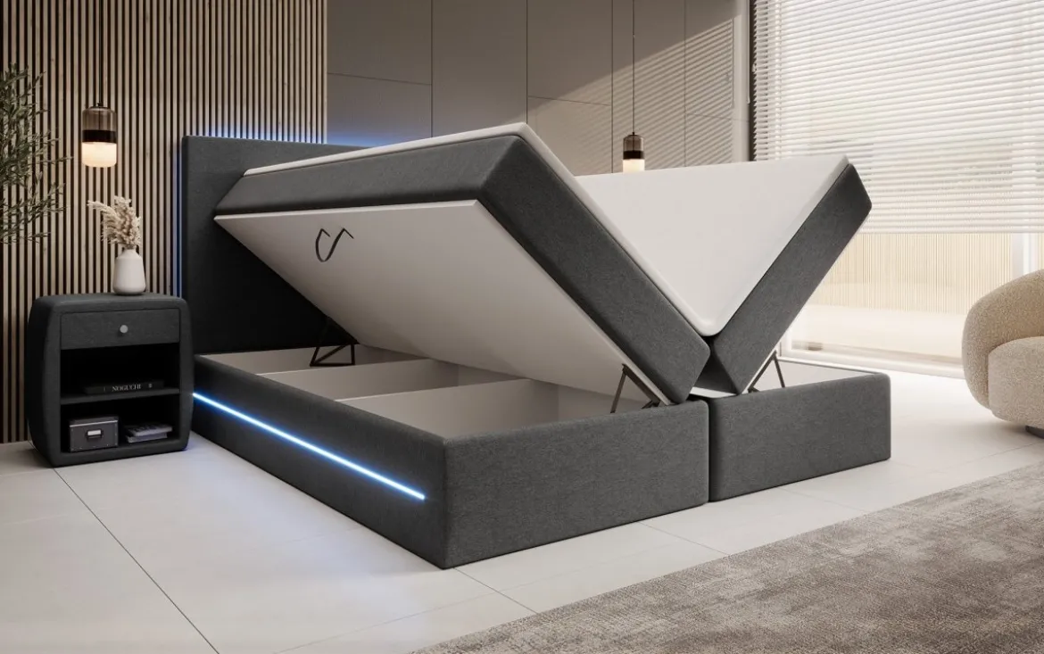 Boxspringbett Arito mit LED u. Stauraum