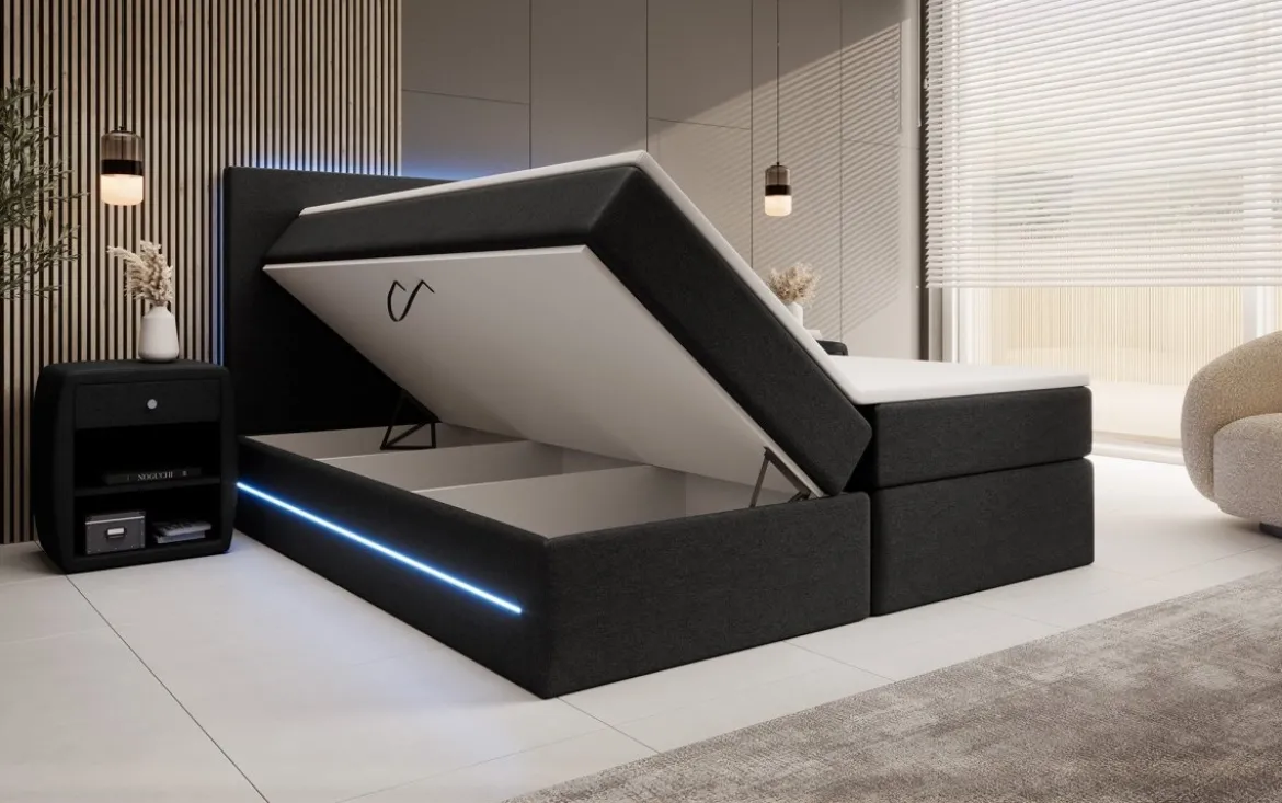 Boxspringbett Arito mit LED u. Stauraum